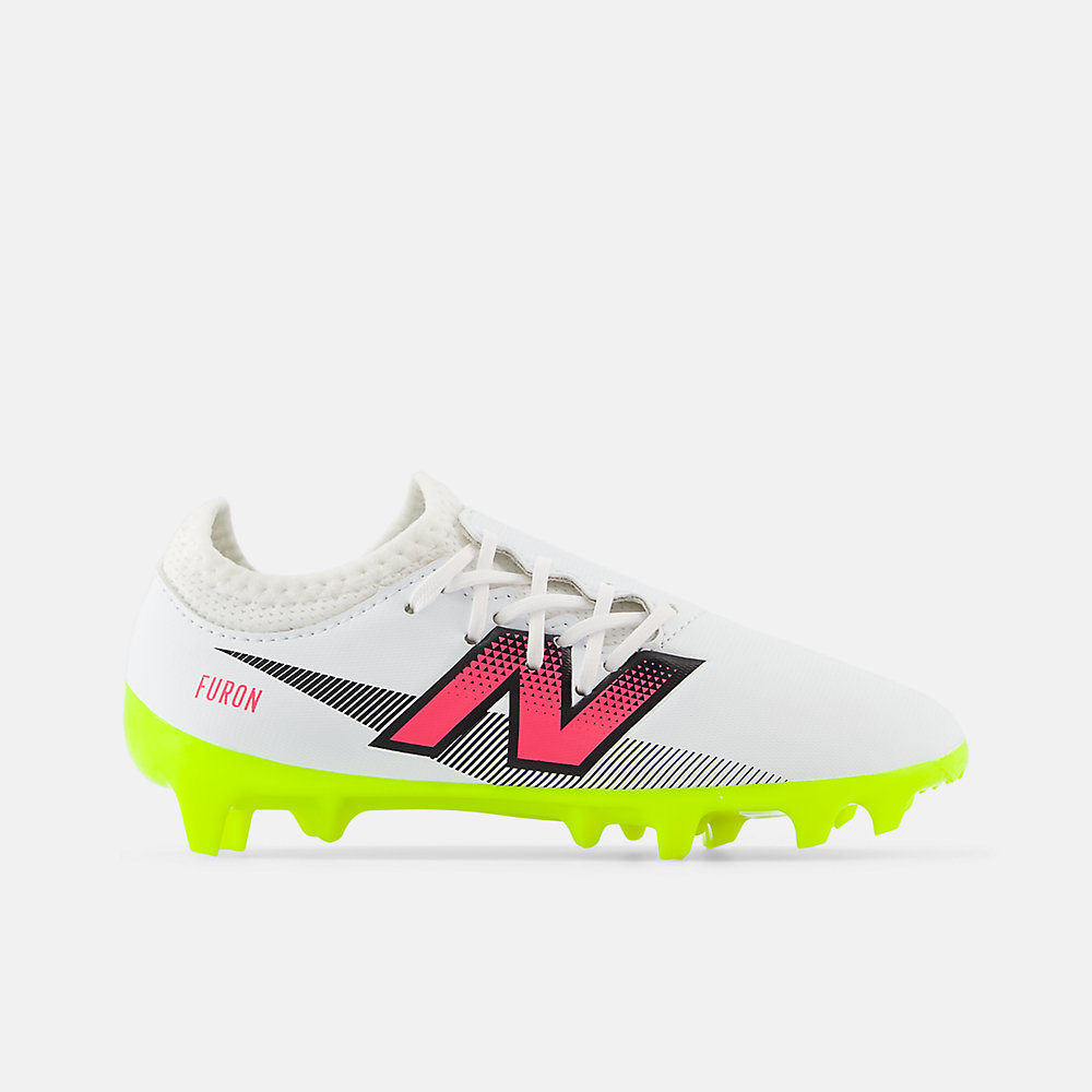 New Balance Furon Dispatch Junior FG V7+ Shoes White with Hi-lite and Black